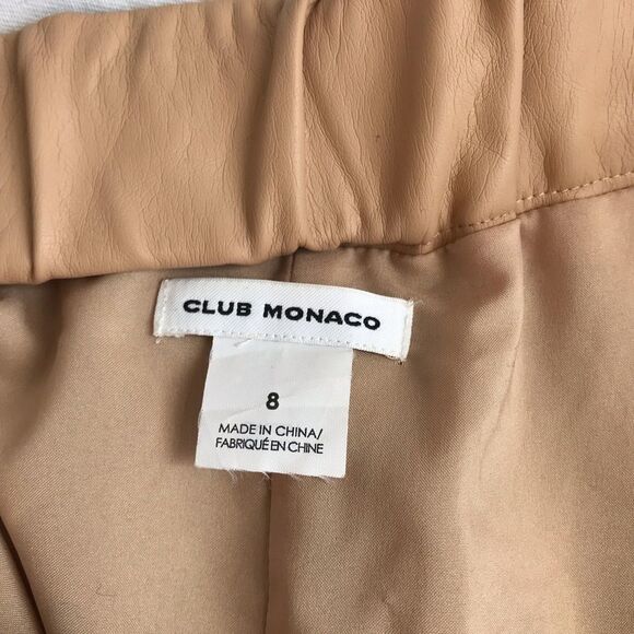 Club Monaco Tan Faux Leather Lazer cut  Skirt 8 - Picture 12 of 14